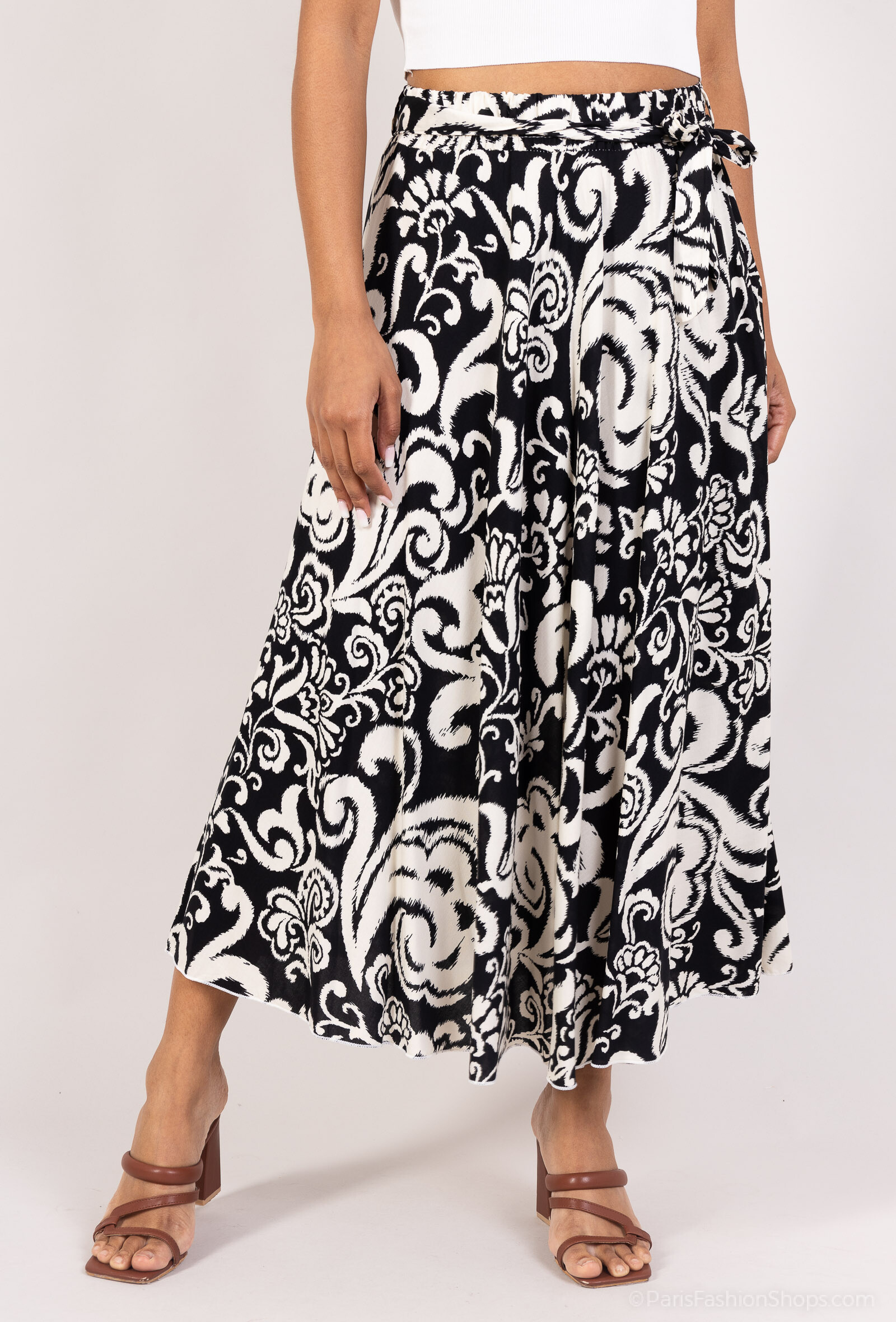 Wholesaler MJ FASHION - Large flowery skirt with belt