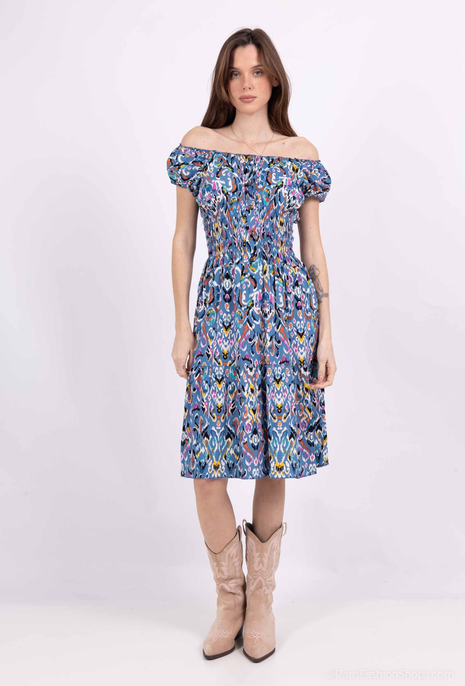 Wholesaler MJ FASHION - short dress with floral strap and button