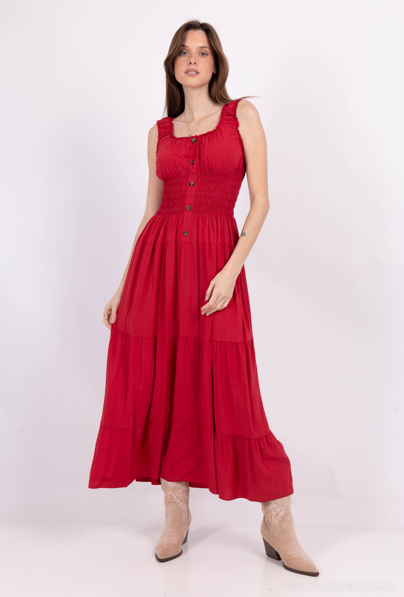 Wholesaler MJ FASHION - short dress with floral strap and button