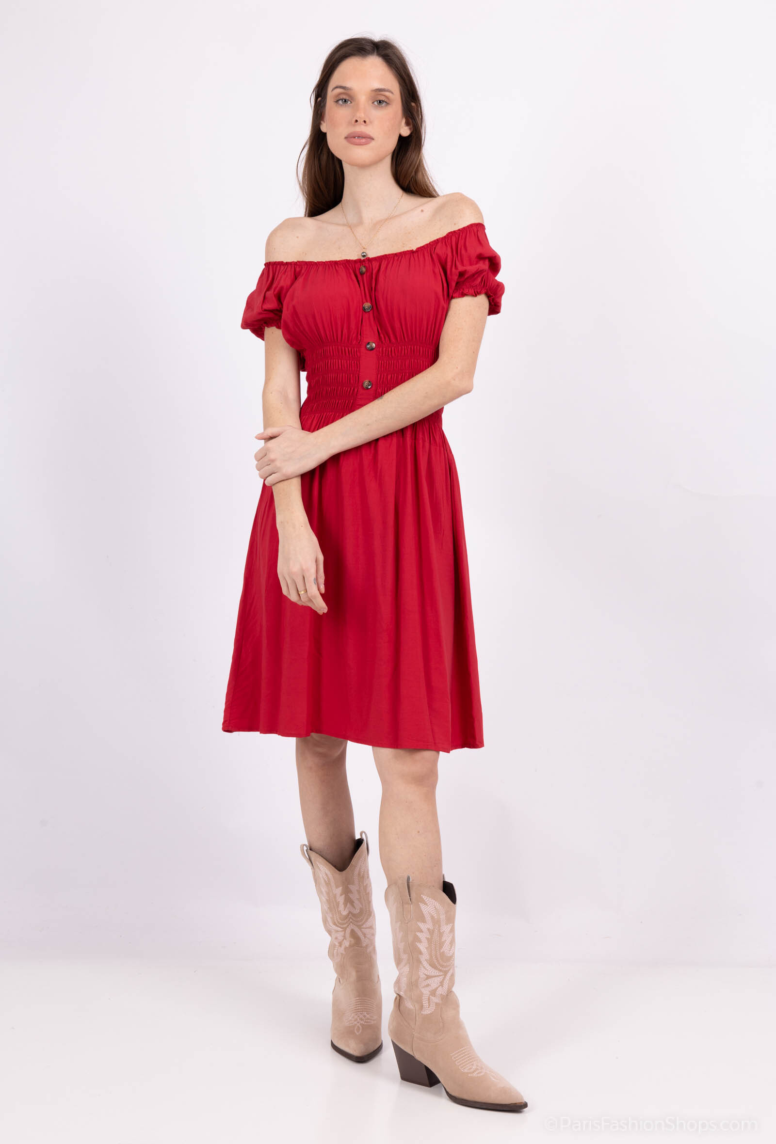 Wholesaler MJ FASHION - short dress with floral strap and button