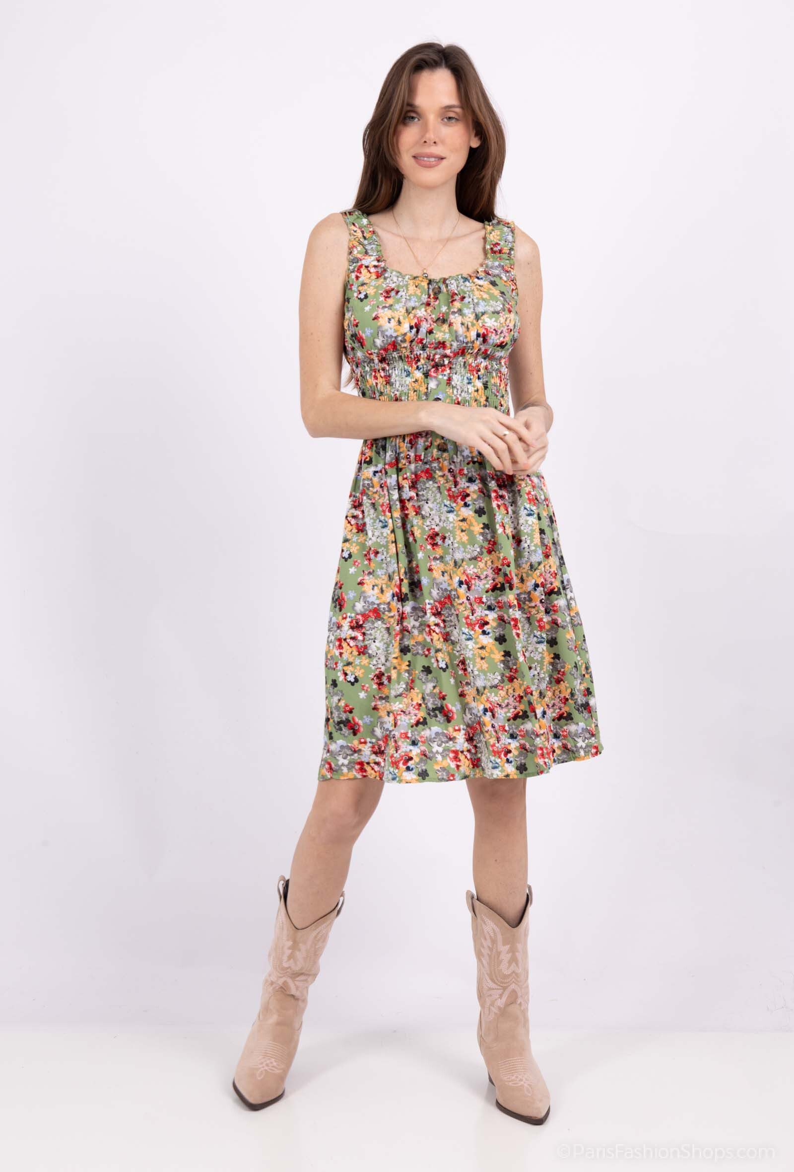 Wholesaler MJ FASHION - short dress with floral strap and button