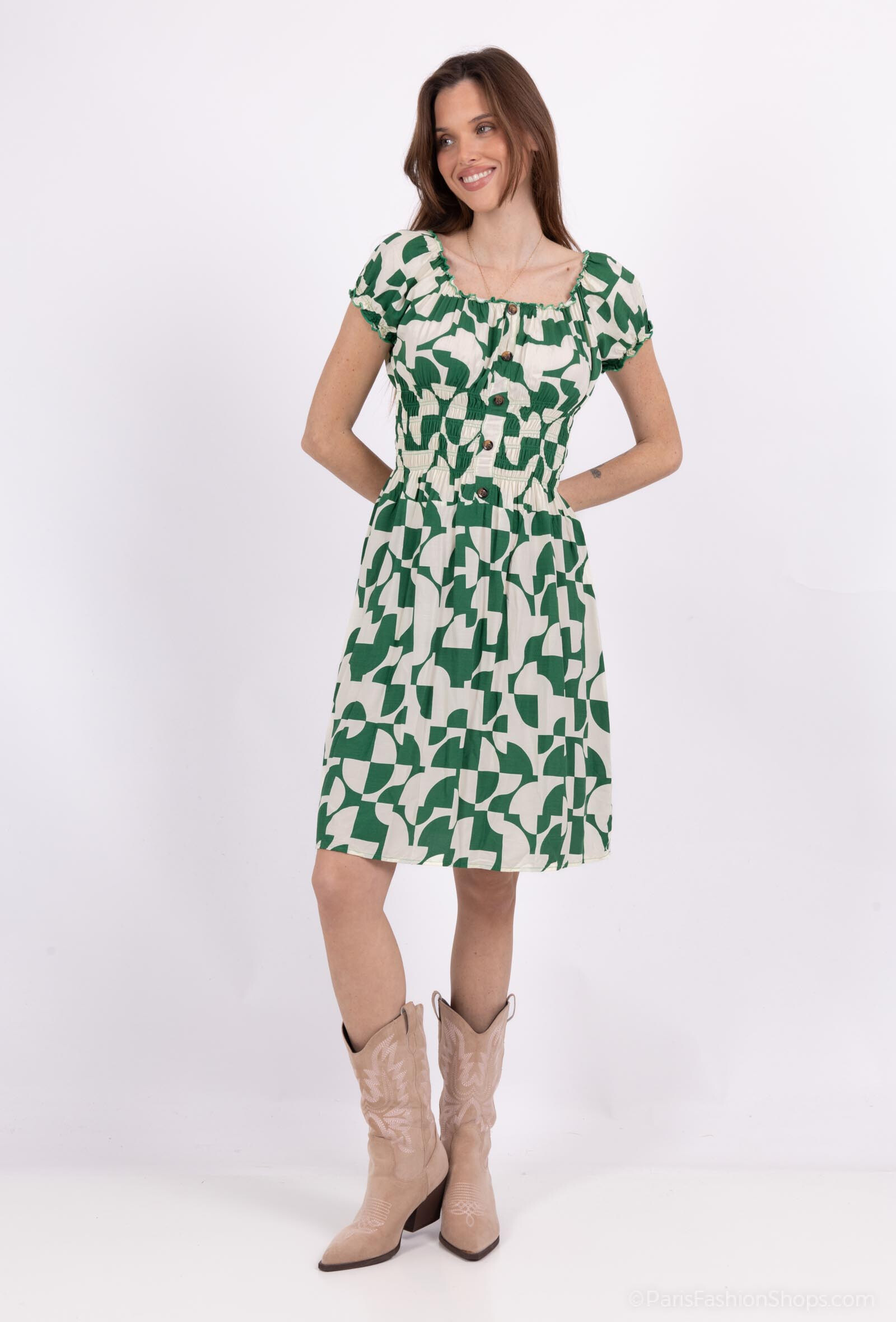 Wholesaler MJ FASHION - short dress with floral strap and button