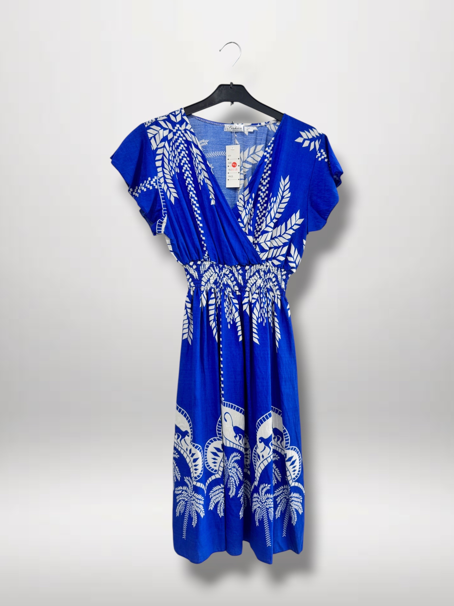 Mayorista MJ FASHION - Vestido midi cruzado estampado