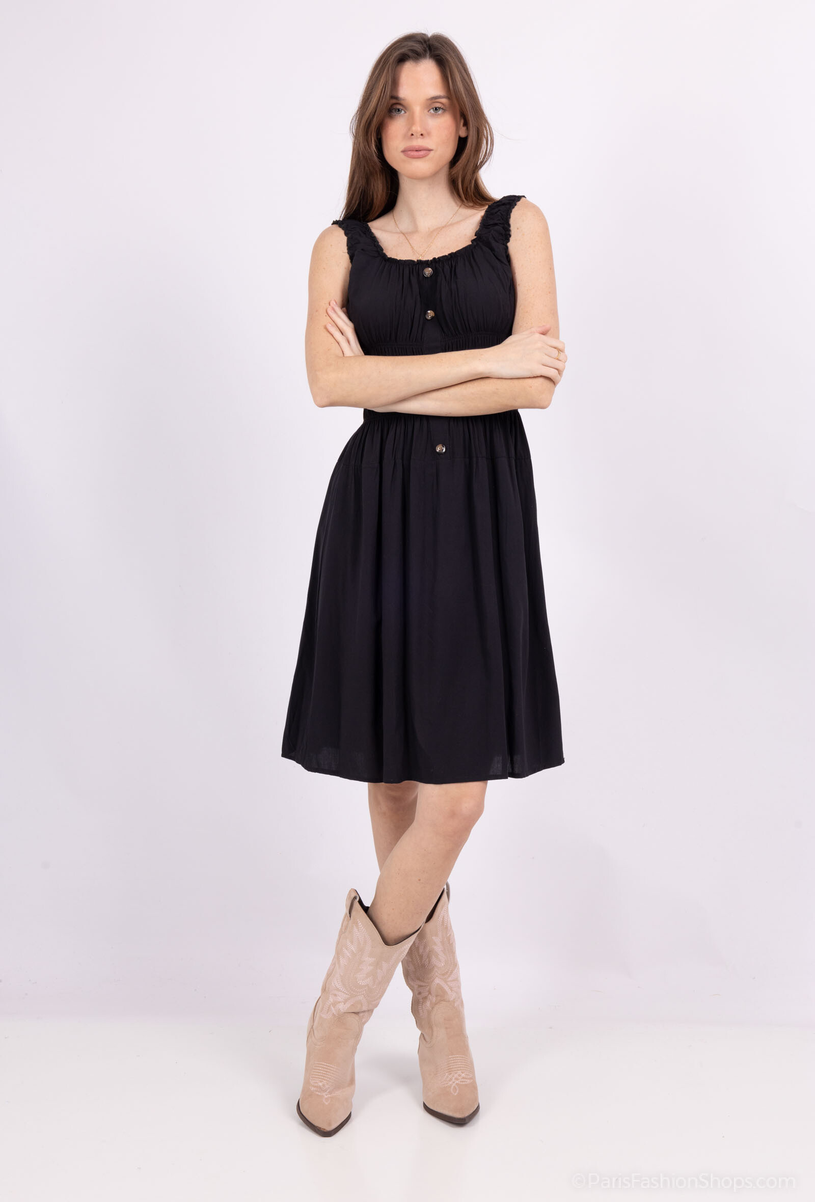 Wholesaler MJ FASHION - short dress with floral strap and button