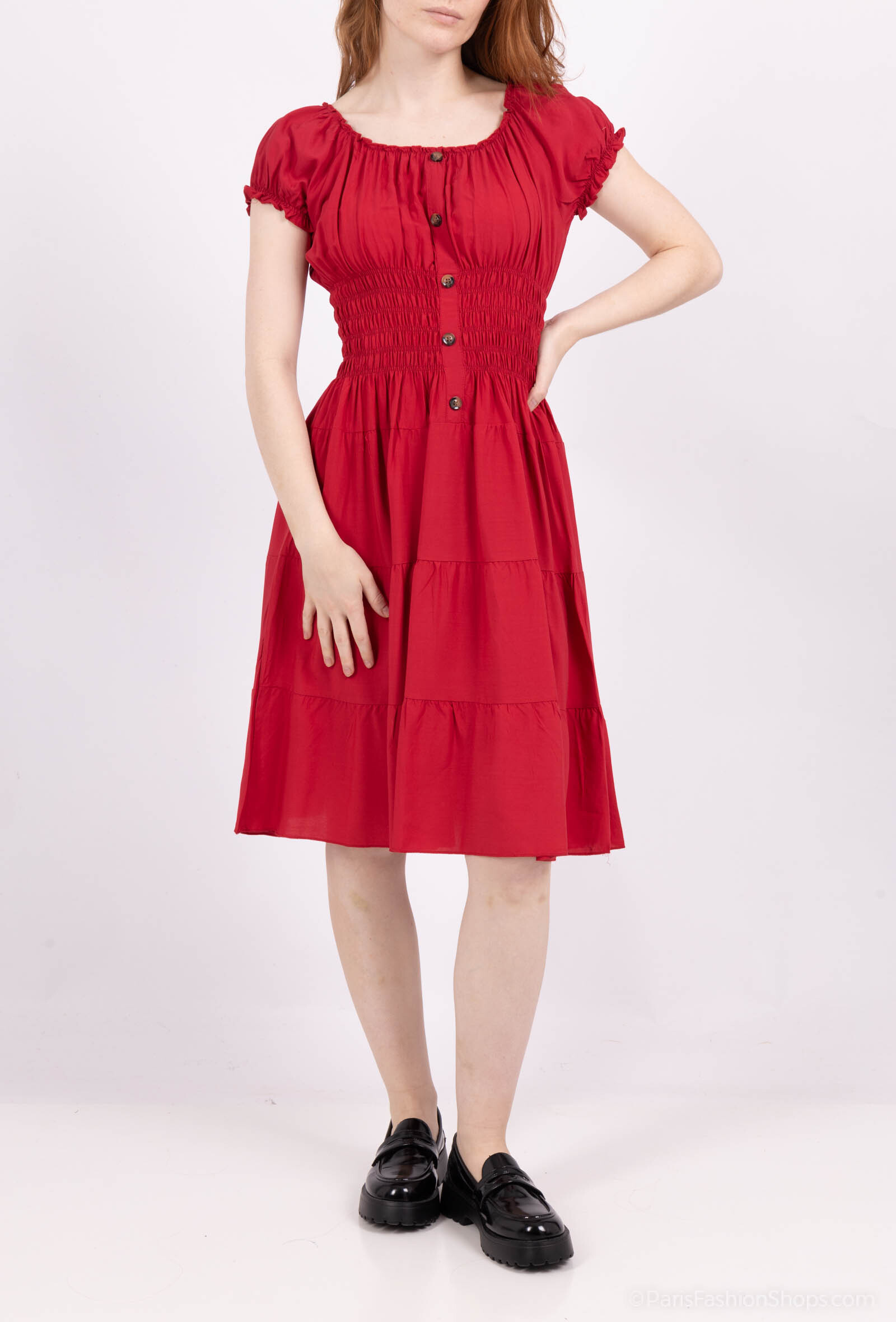Wholesaler MJ FASHION - short dress with floral strap and button