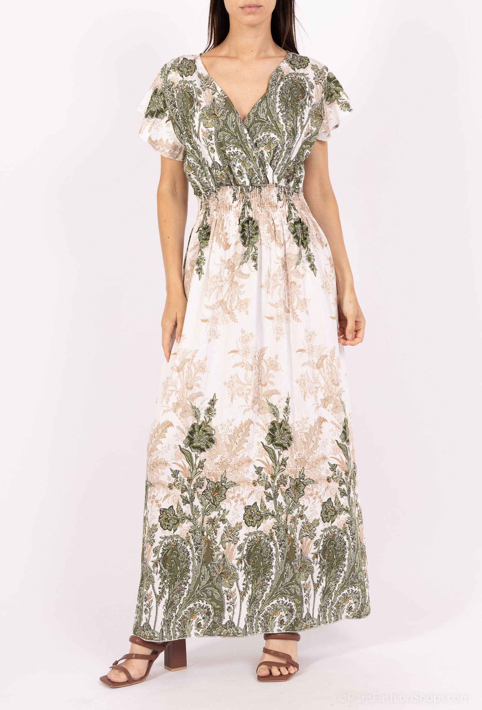 Großhändler MJ FASHION - Langes Wickelkleid mit abstraktem Muster
