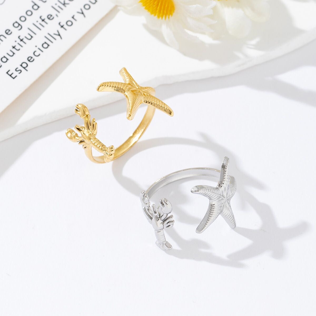 Grossiste Mochimo Suonana - Bague avec homard et étoile de mer en acier inoxydable