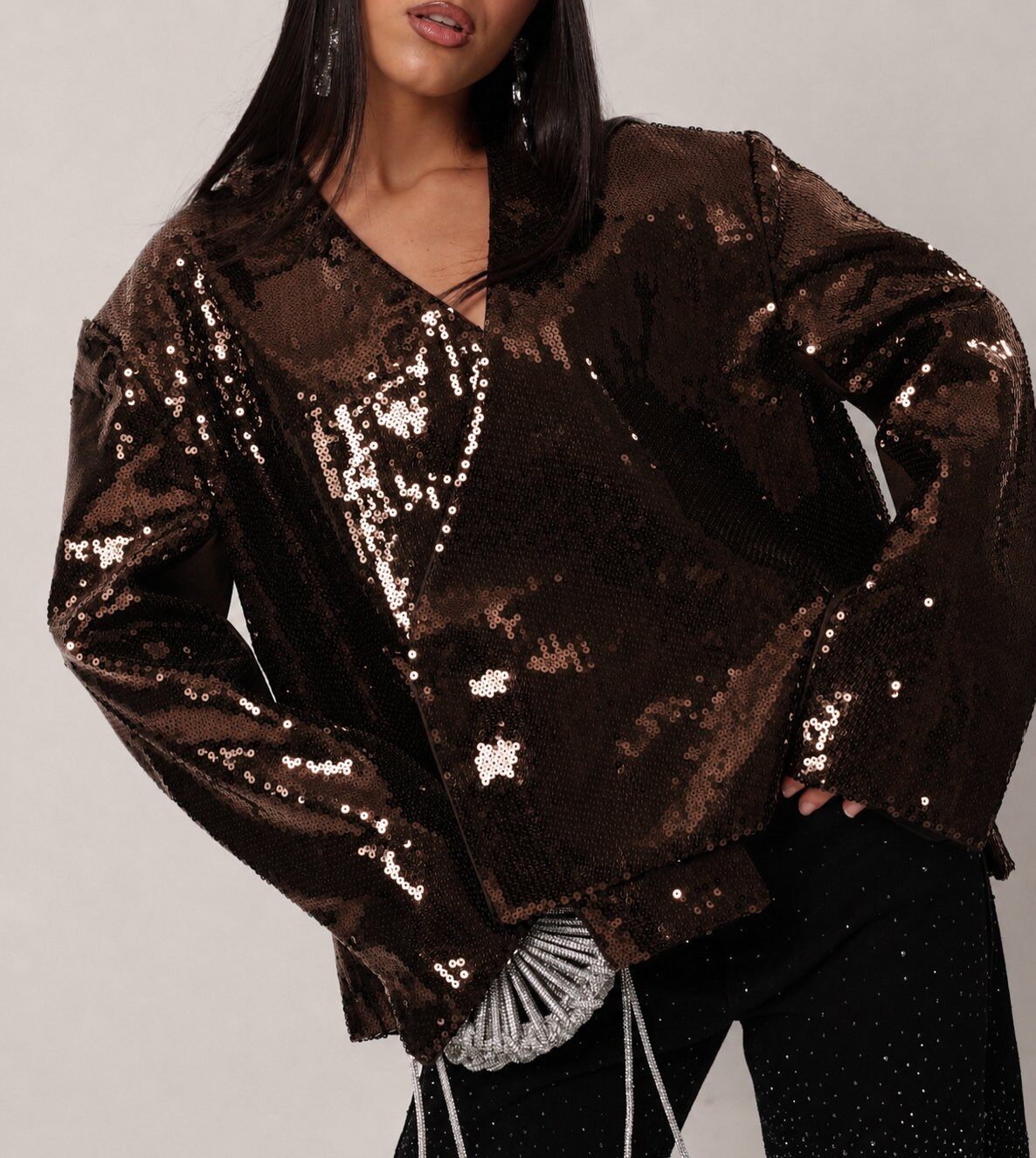 Wholesaler Mochy - Short asymmetrical sequin jacket