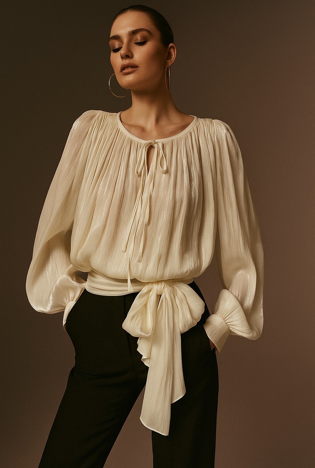 Mayorista Mochy - Blusa satinada con lazo