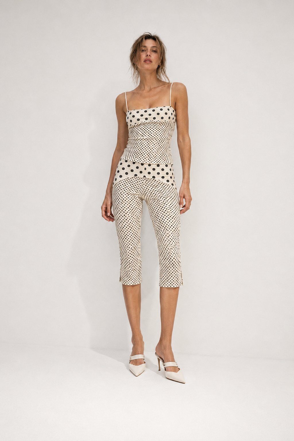 Wholesaler Mochy - Polka dot tank top and capri pants set