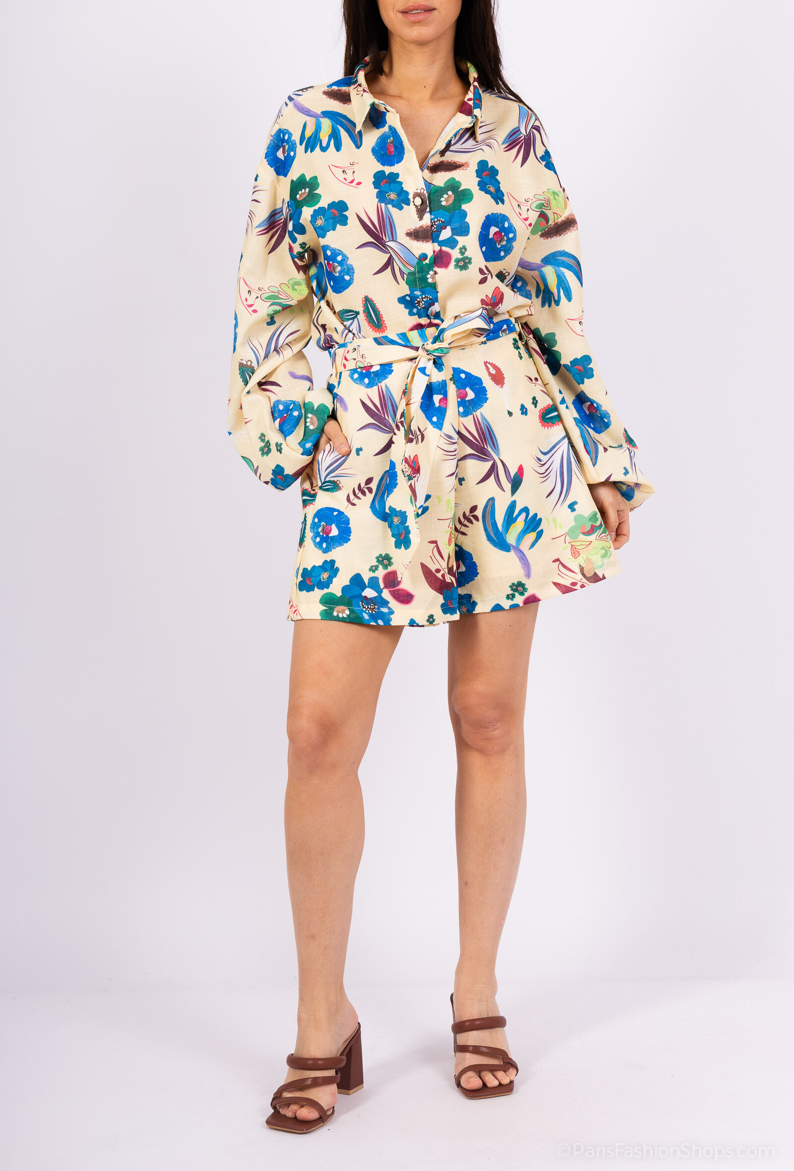 Grossiste Mochy - Ensemble chemise et short avec ceinture