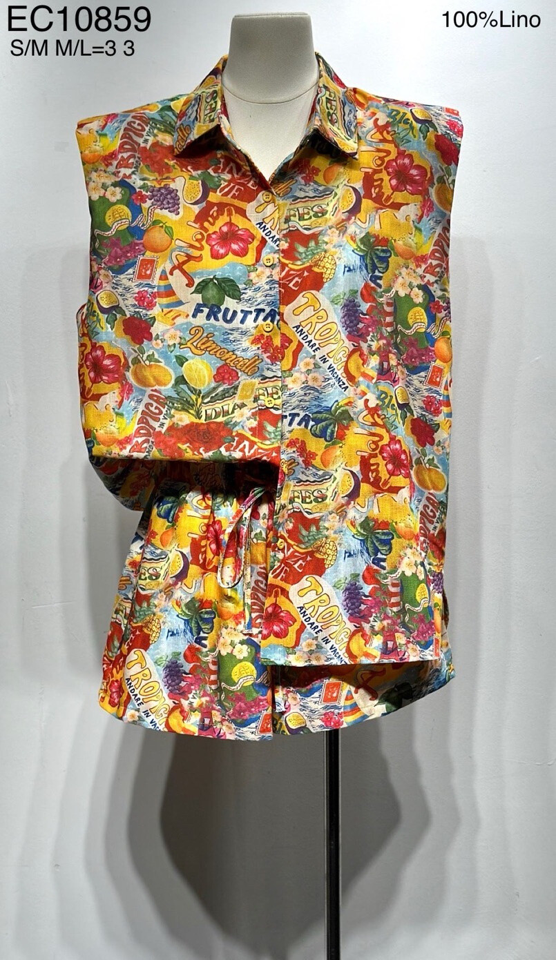 Wholesaler Mochy - Sleeveless shirt with shoulder pads and shorts set