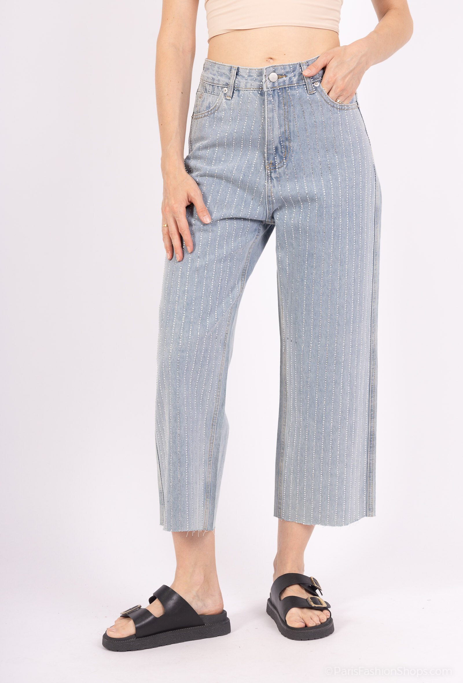 Grossiste Mochy - Pantalon à strass 7/8ème