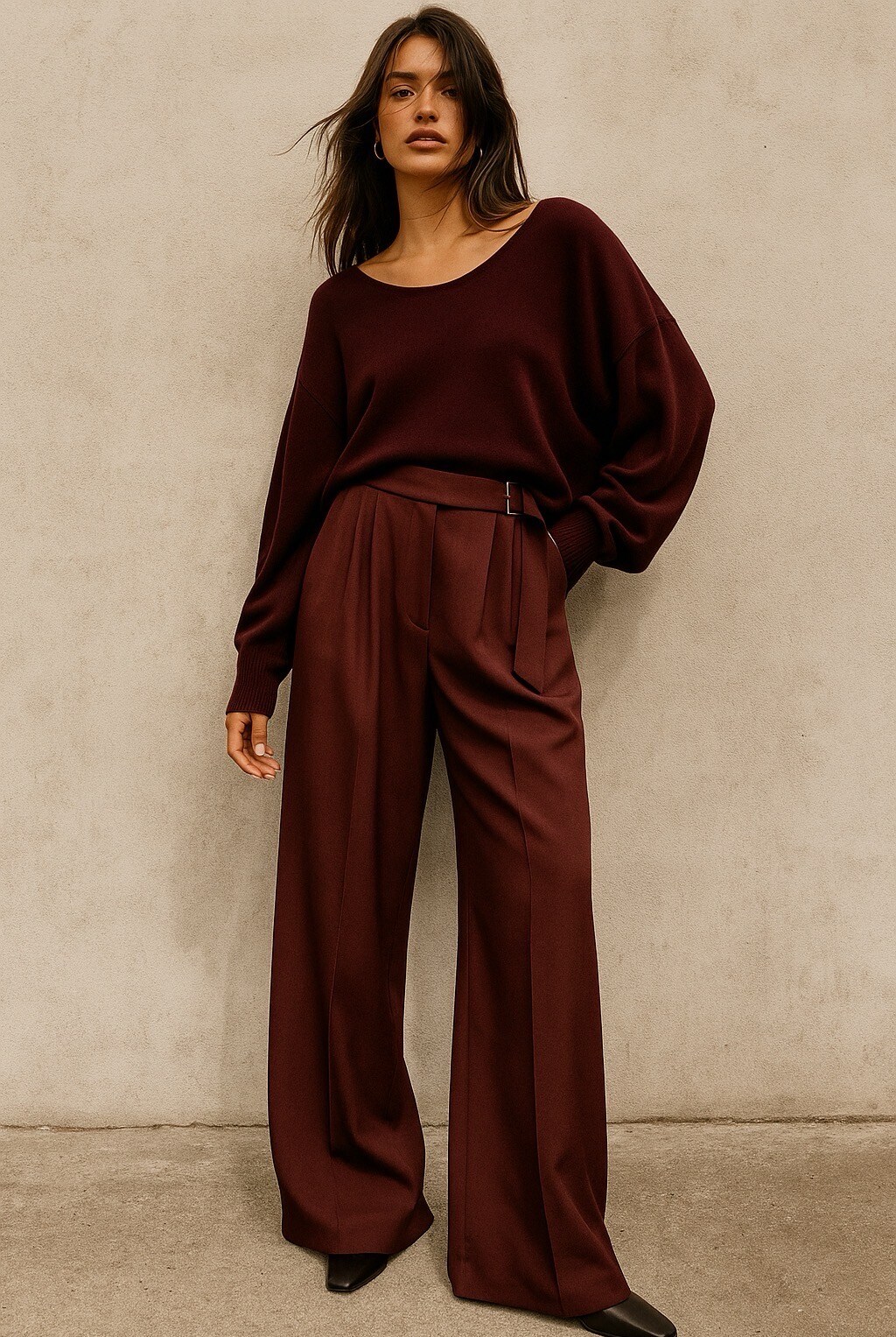 Grossiste Mochy - Pantalon large à ceinture intégrée