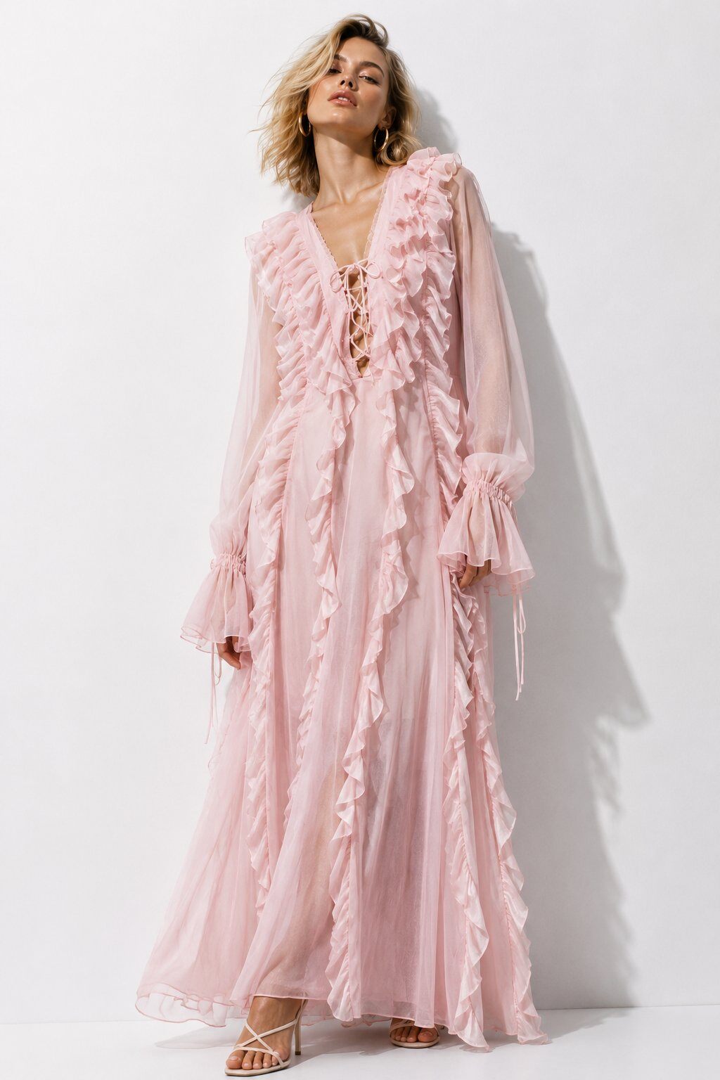Grossiste Mochy - Robe longue romantique à l'esthétique bohème dramatique