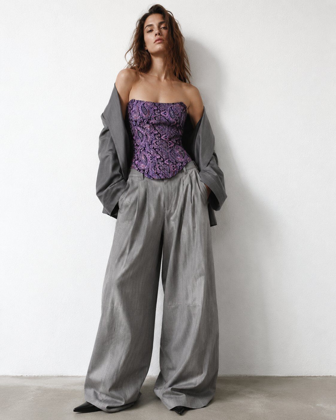 Mayorista Mochy - Bustier corsé con estampado de paisley, corte estructurado y ajustado con cordones en la espalda