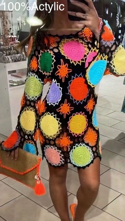 Großhändler Mochy - Bunte Häkel-Tunika