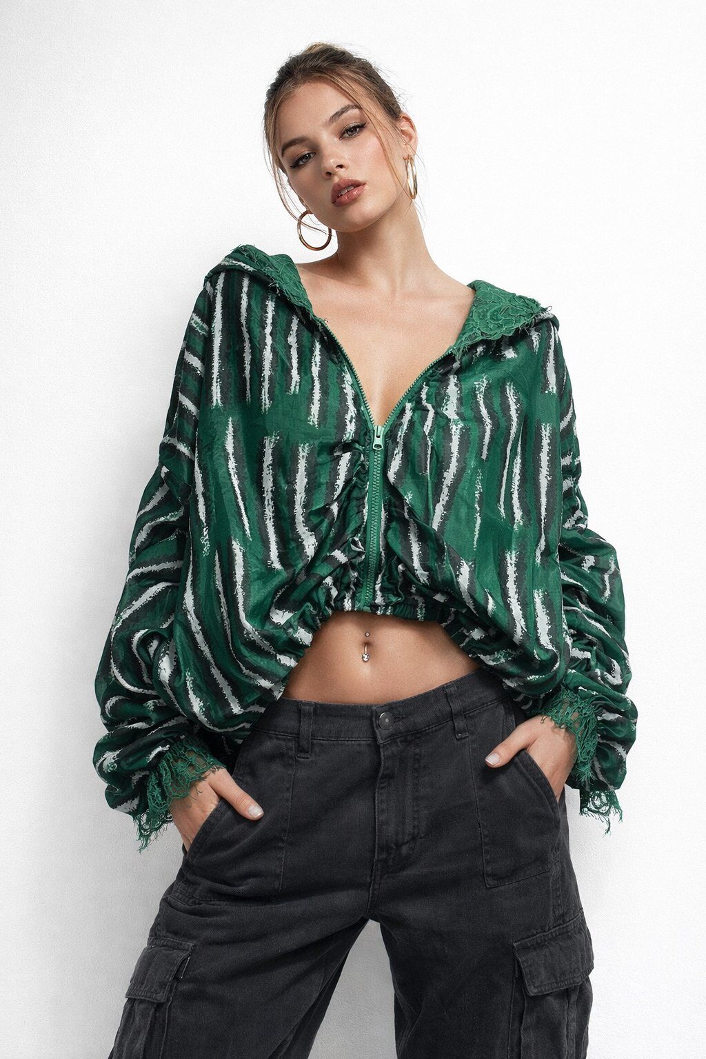 Wholesaler Mochy - Lightweight printed jacket with lace hood