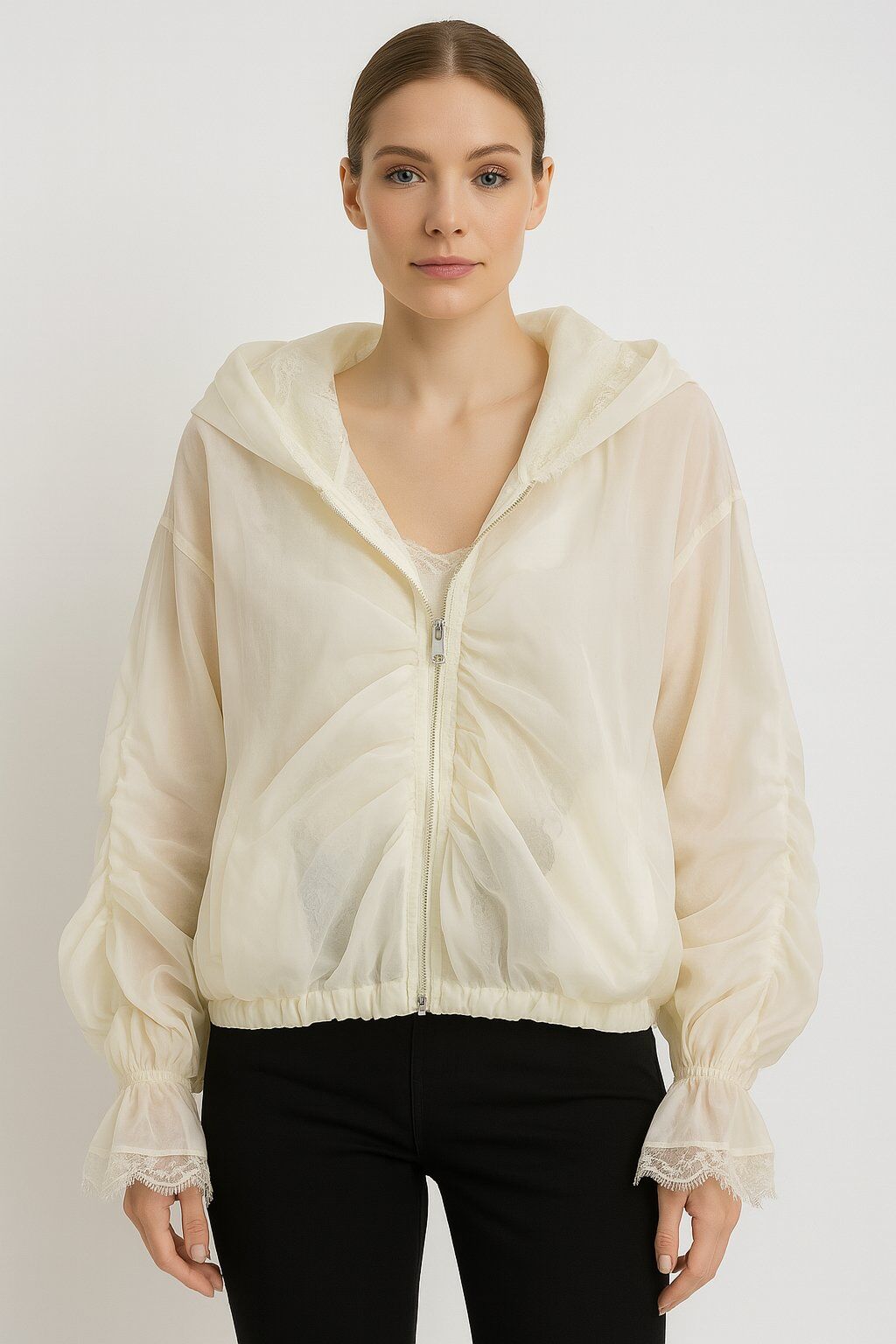 Mayorista Mochy - Chaqueta elegante de doble encaje