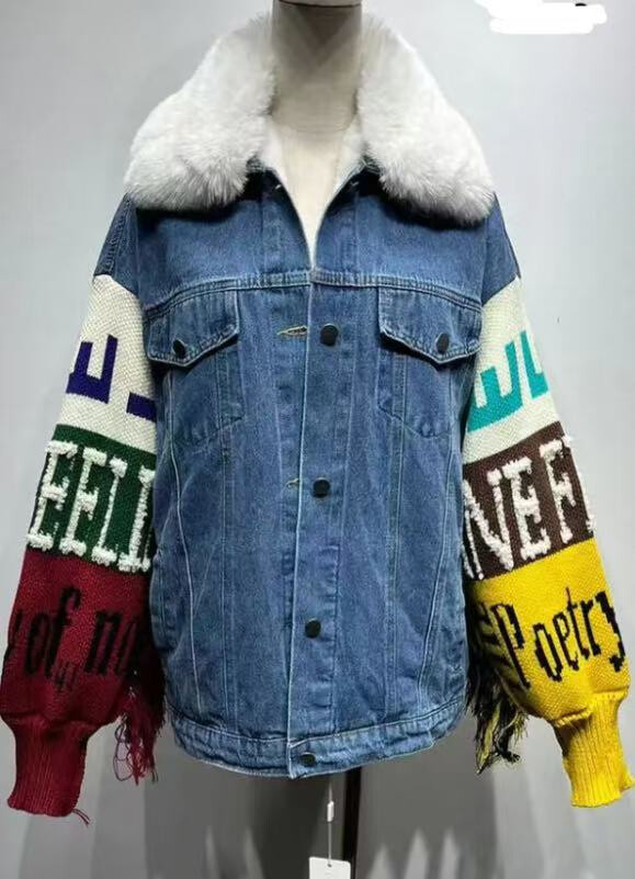 Grossiste Mochy - veste jeans foururre linterieur