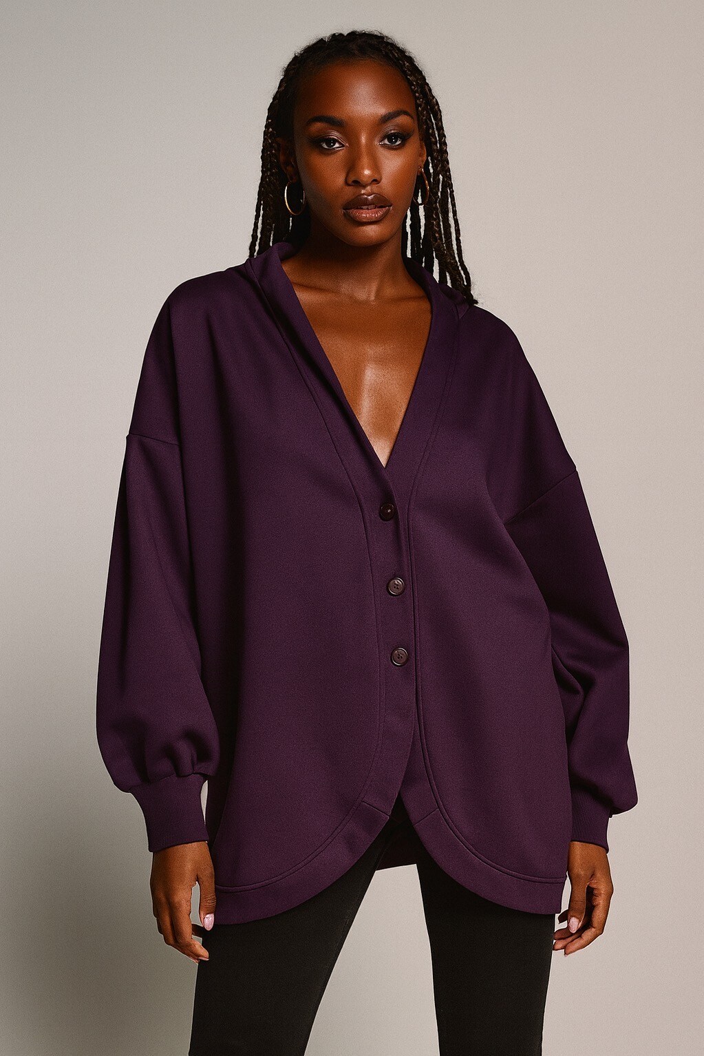 Grossiste Mochy - Veste à capuche oversize en coton