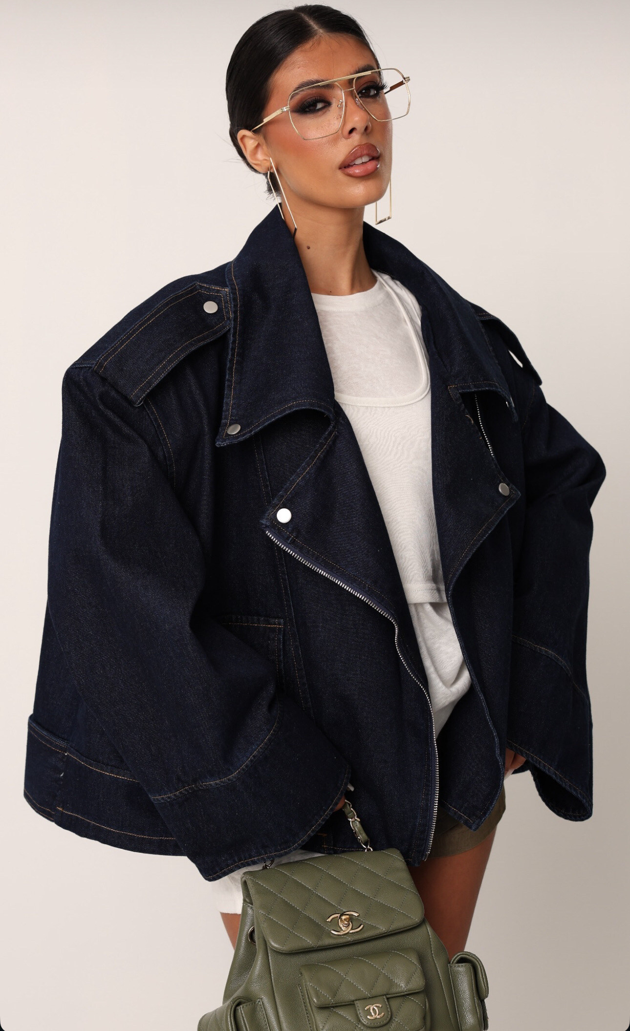 Großhändler Mochy - Jeansjacke mit Schulterpolstern