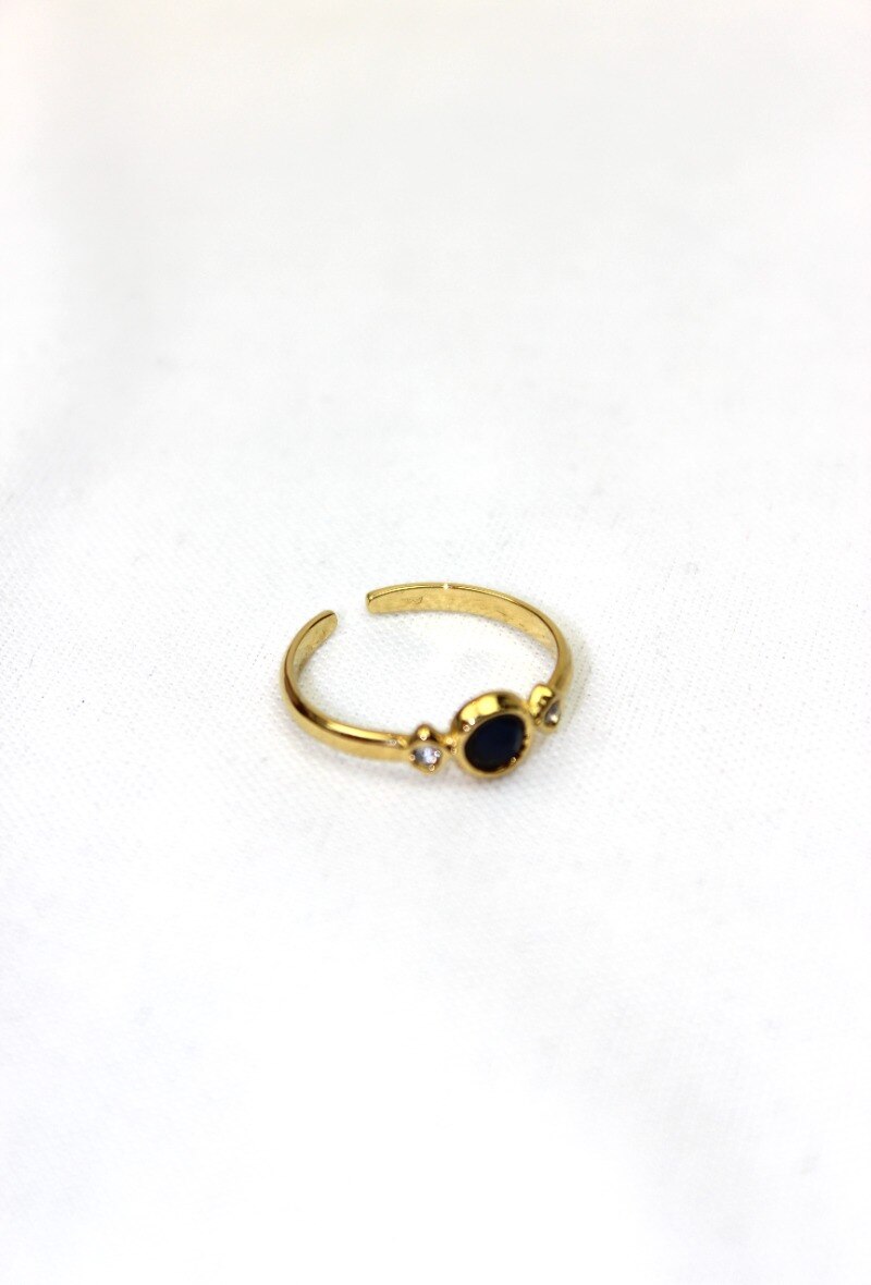 Wholesaler MODELENE - Adjustable titanium steel ring - one size - 3 strass