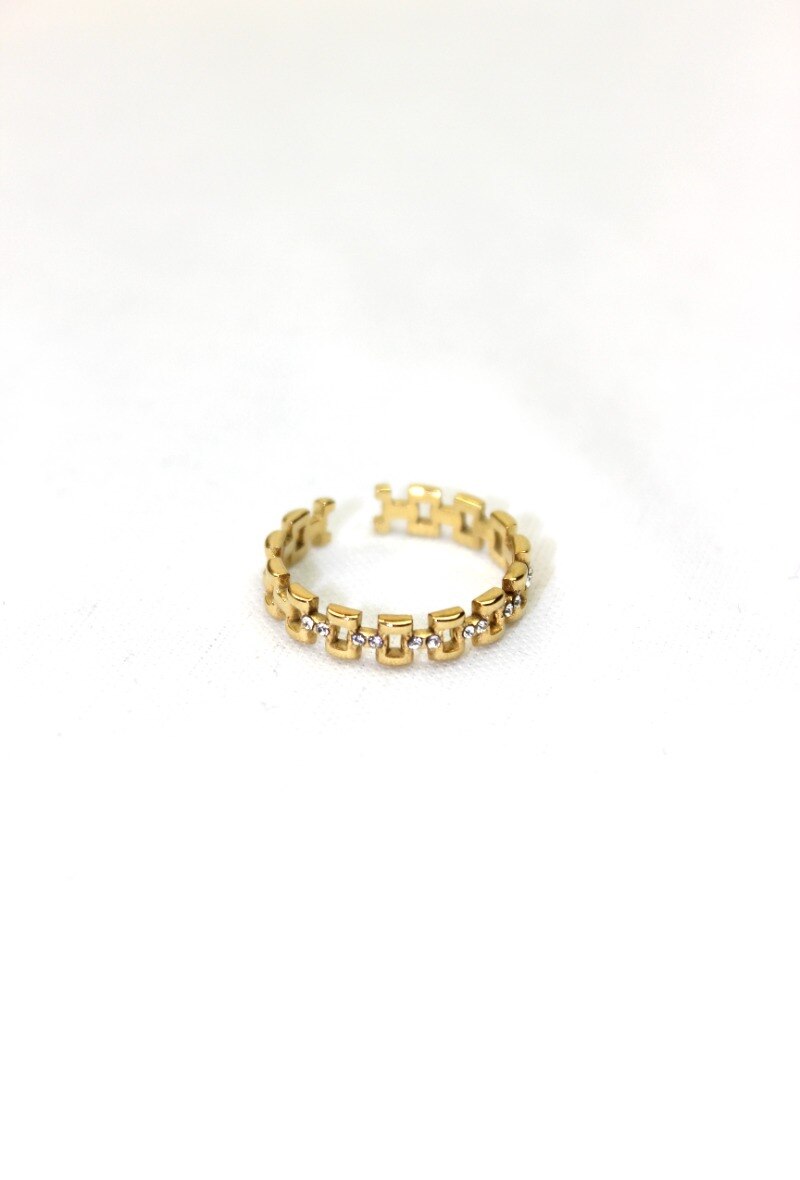 Wholesaler MODELENE - Adjustable titanium steel ring - one size - small strass