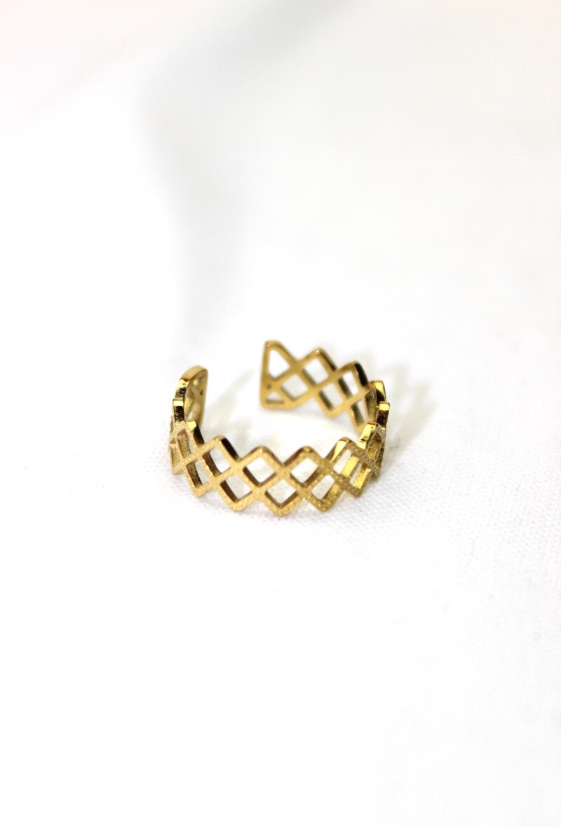 Wholesaler MODELENE - Adjustable titanium steel ring - one size - geometric
