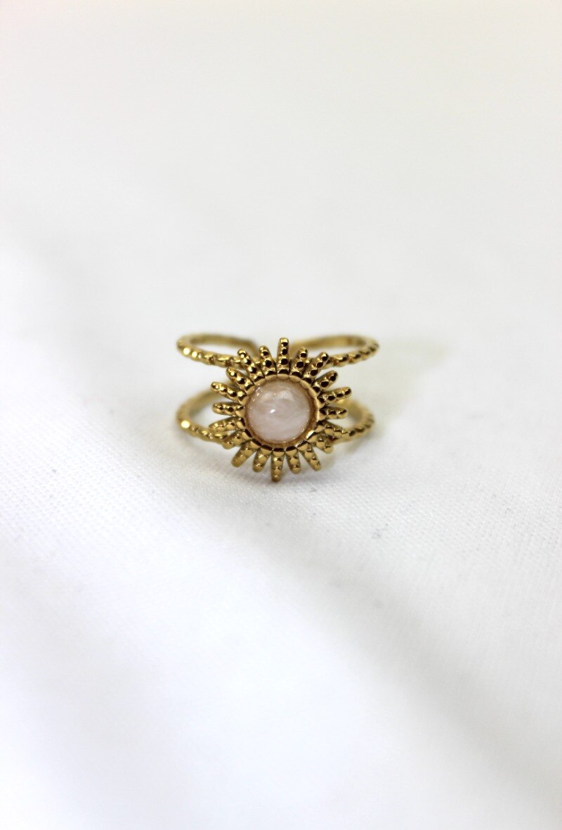 Wholesaler MODELENE - Adjustable titanium steel ring with natural stone - one size