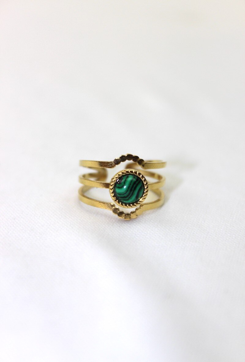 Wholesaler MODELENE - Adjustable titanium steel ring with natural stone - one size