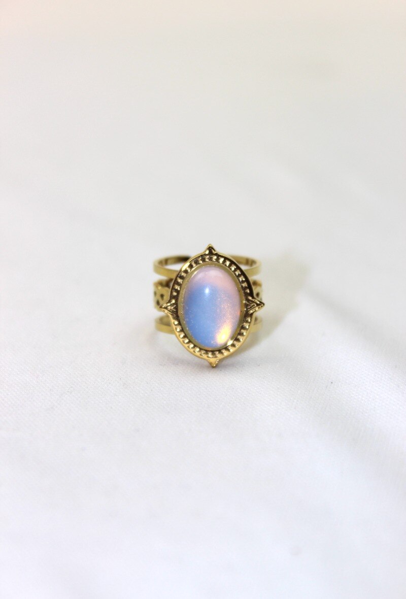 Wholesaler MODELENE - Adjustable titanium steel ring with natural stone - one size
