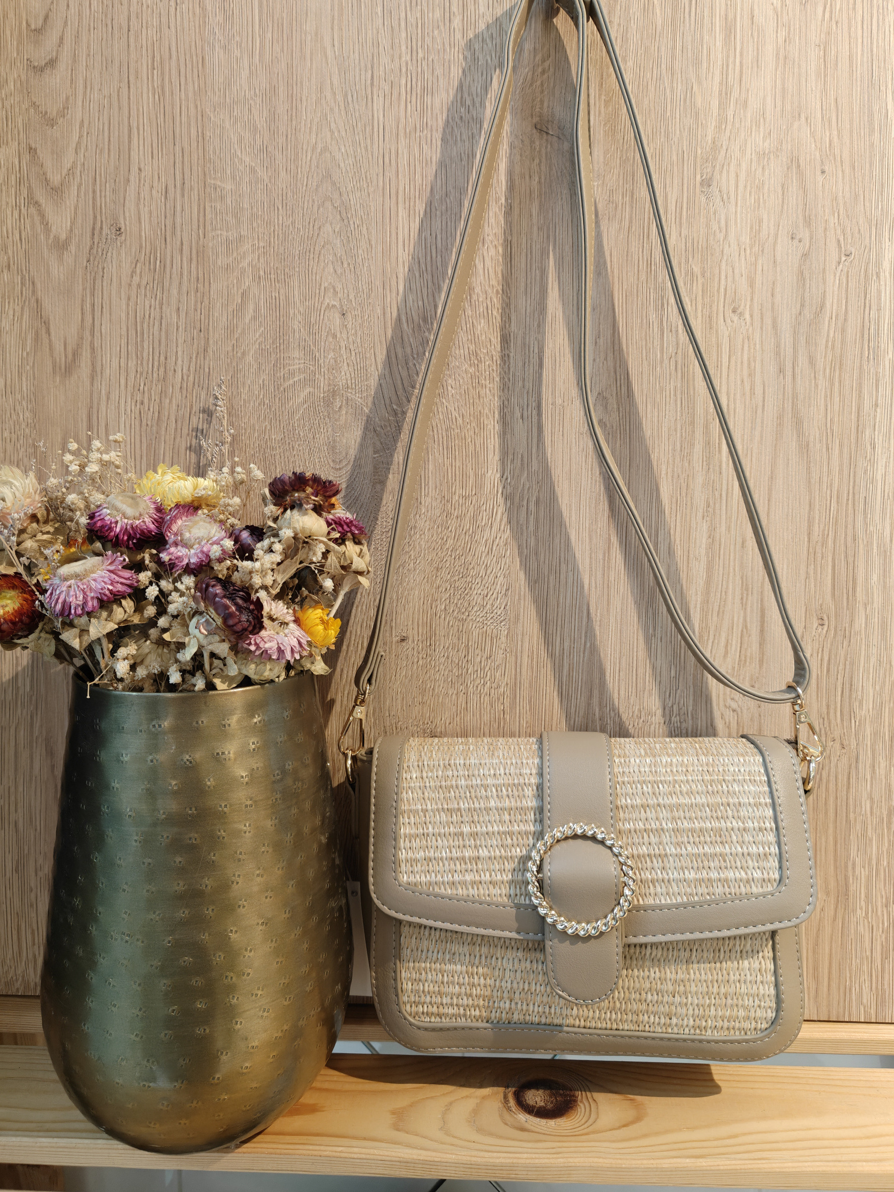 Großhändler Mogano Jm Factory - Tasche aus zwei Materialien mit Schnalle