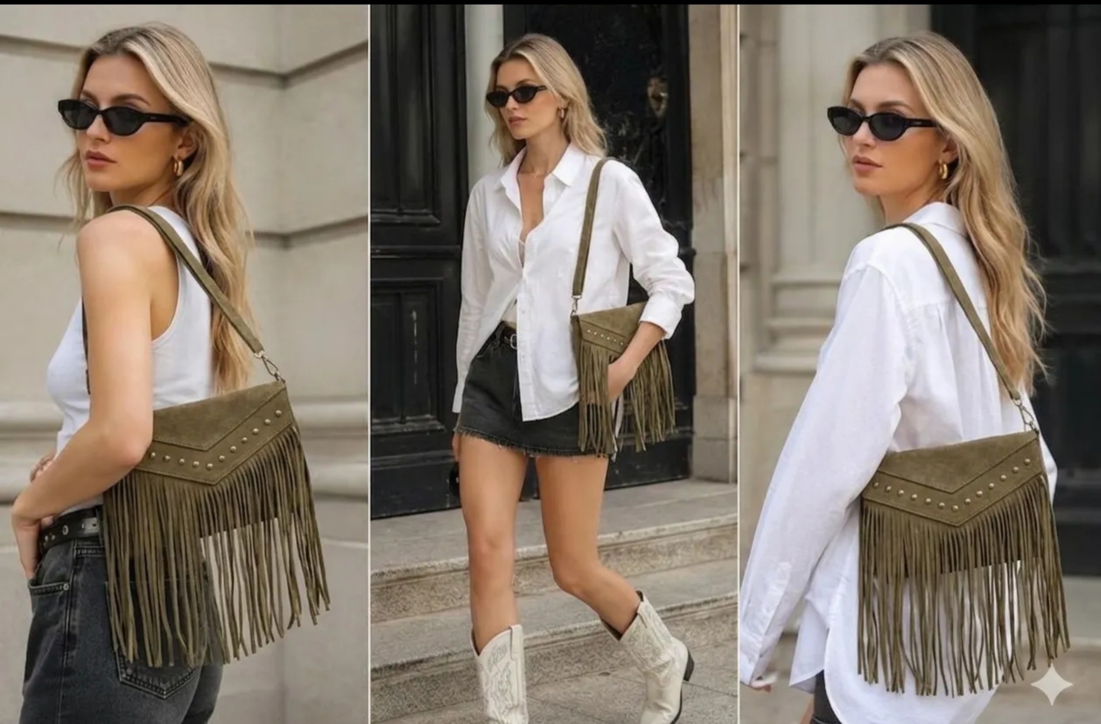 Grossiste Mogano Jm Factory - Pochette à franges en suédine anse amovible
