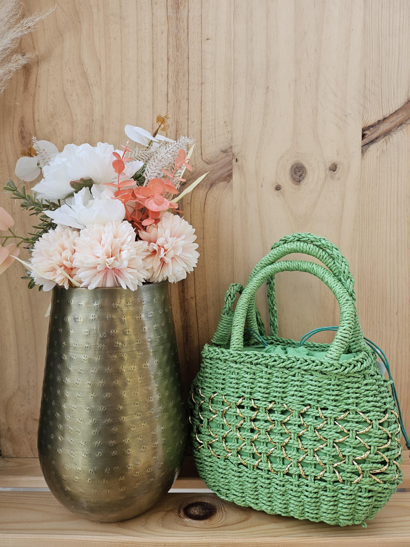 Wholesaler Mogano Jm Factory - Shoulder bag in raffia woven with gold thread