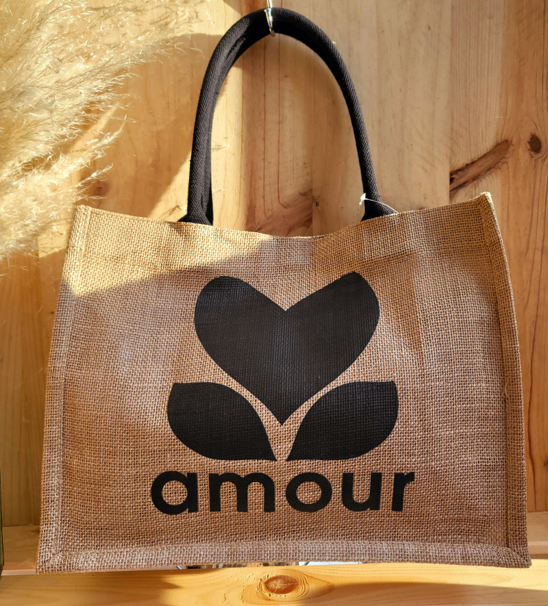 Wholesaler Mogano - JUTE CANVAS LOVE BAG