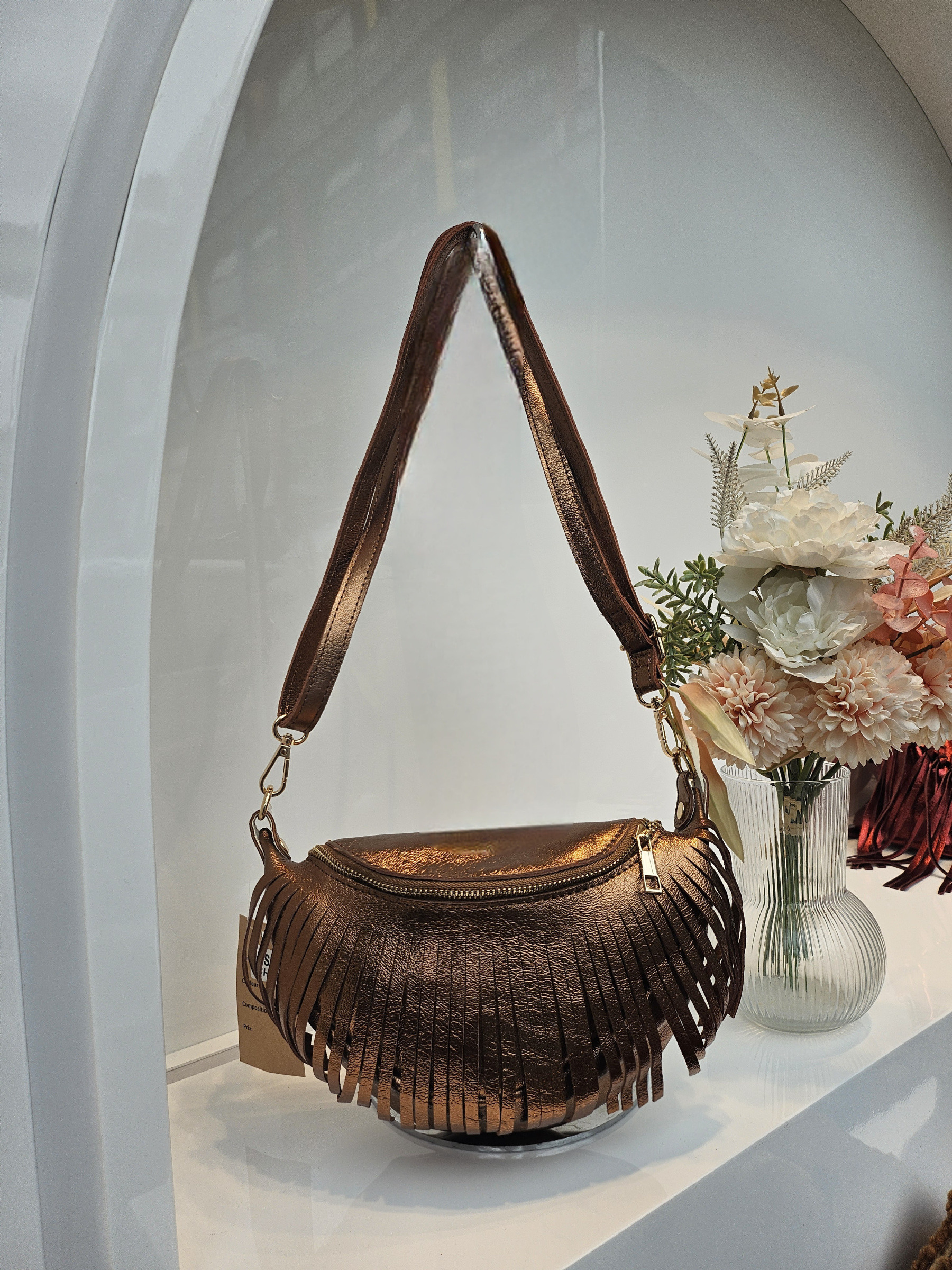 Wholesaler Mogano Jm Factory - Shiny leather belt bag with adjustable shoulder strap