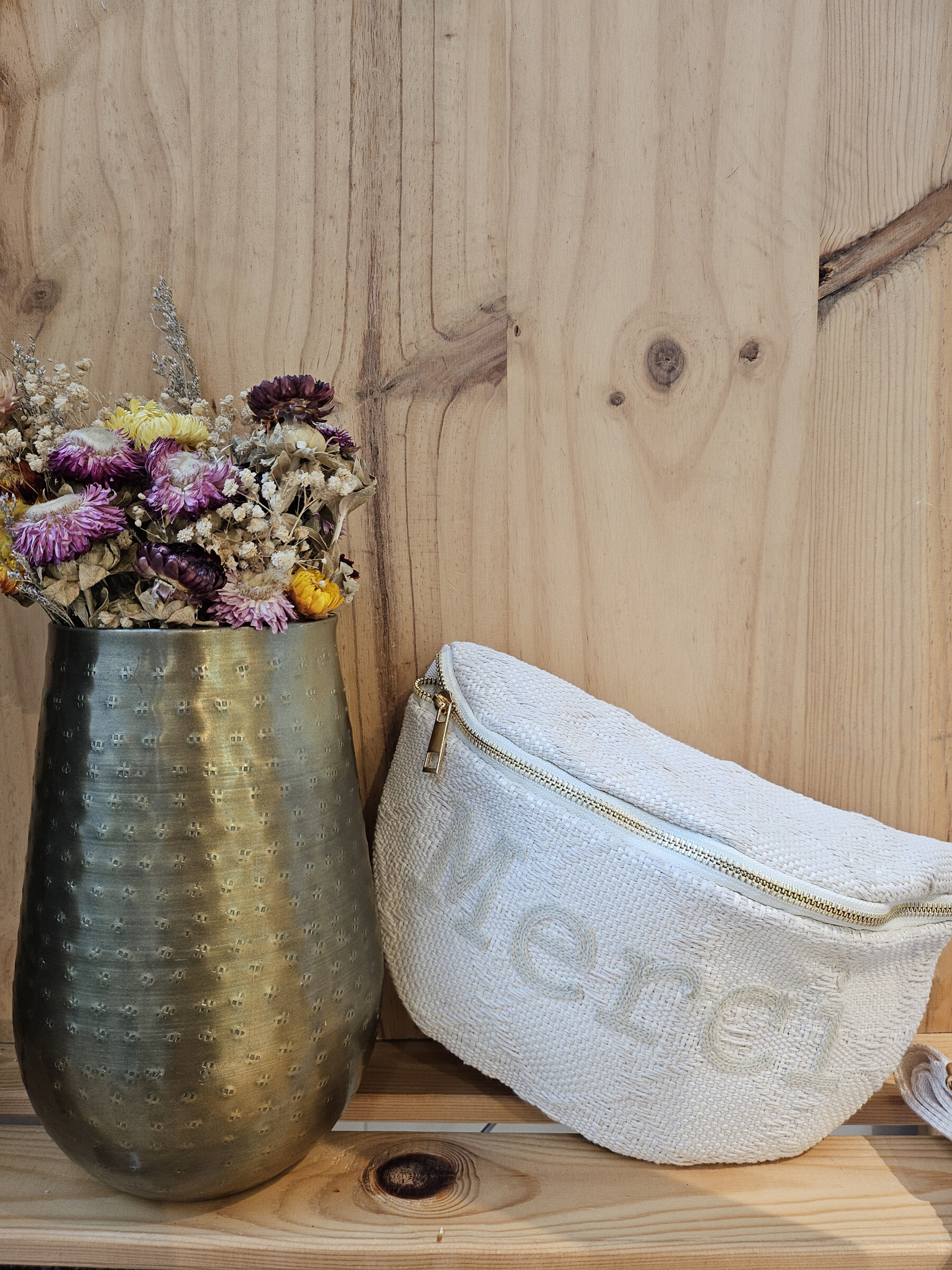Wholesaler Mogano - Bum bag with thank you inscription embroidered with cotton thread