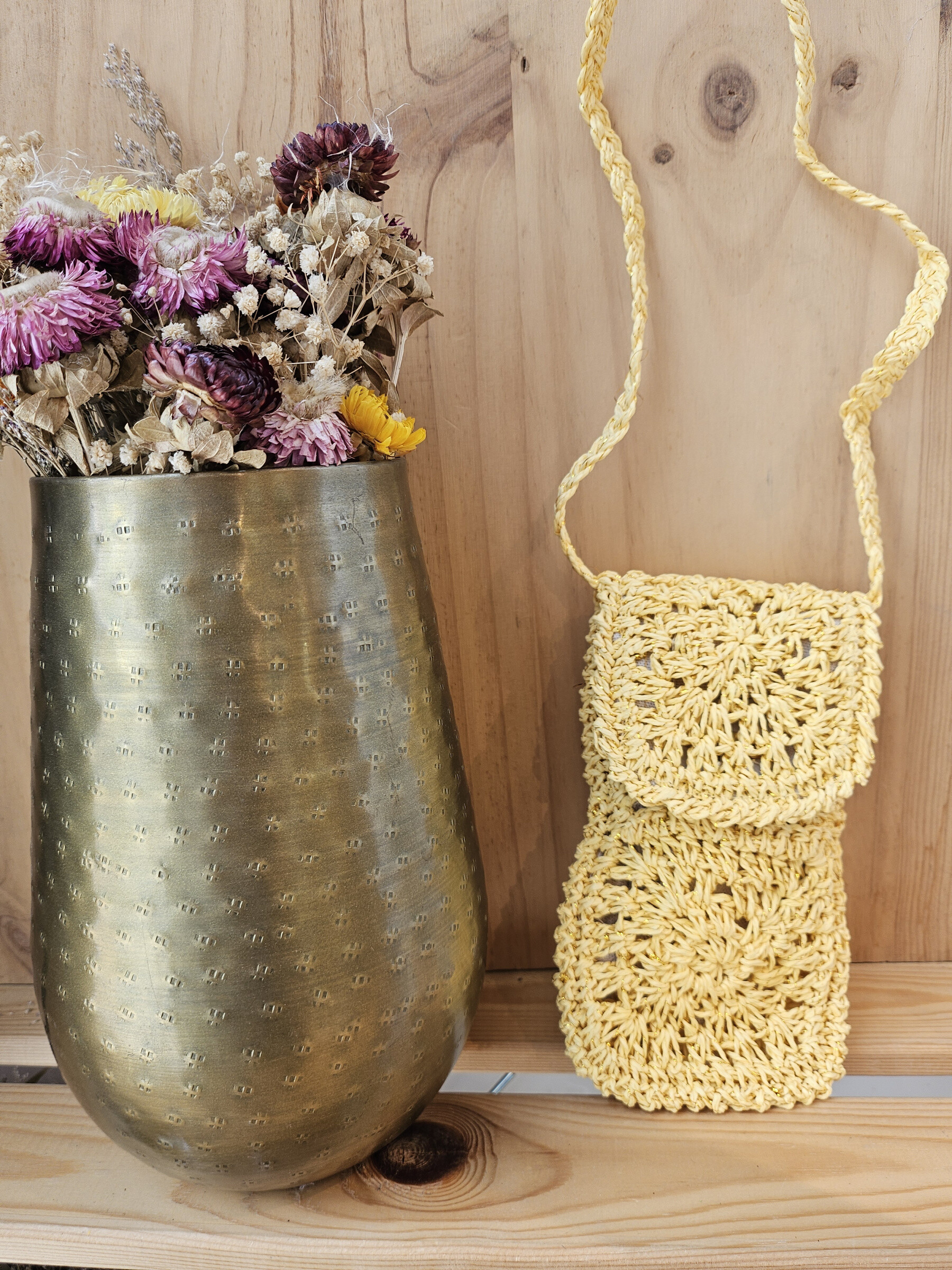 Großhändler Mogano - Raphia -Tasche und goldener Faden