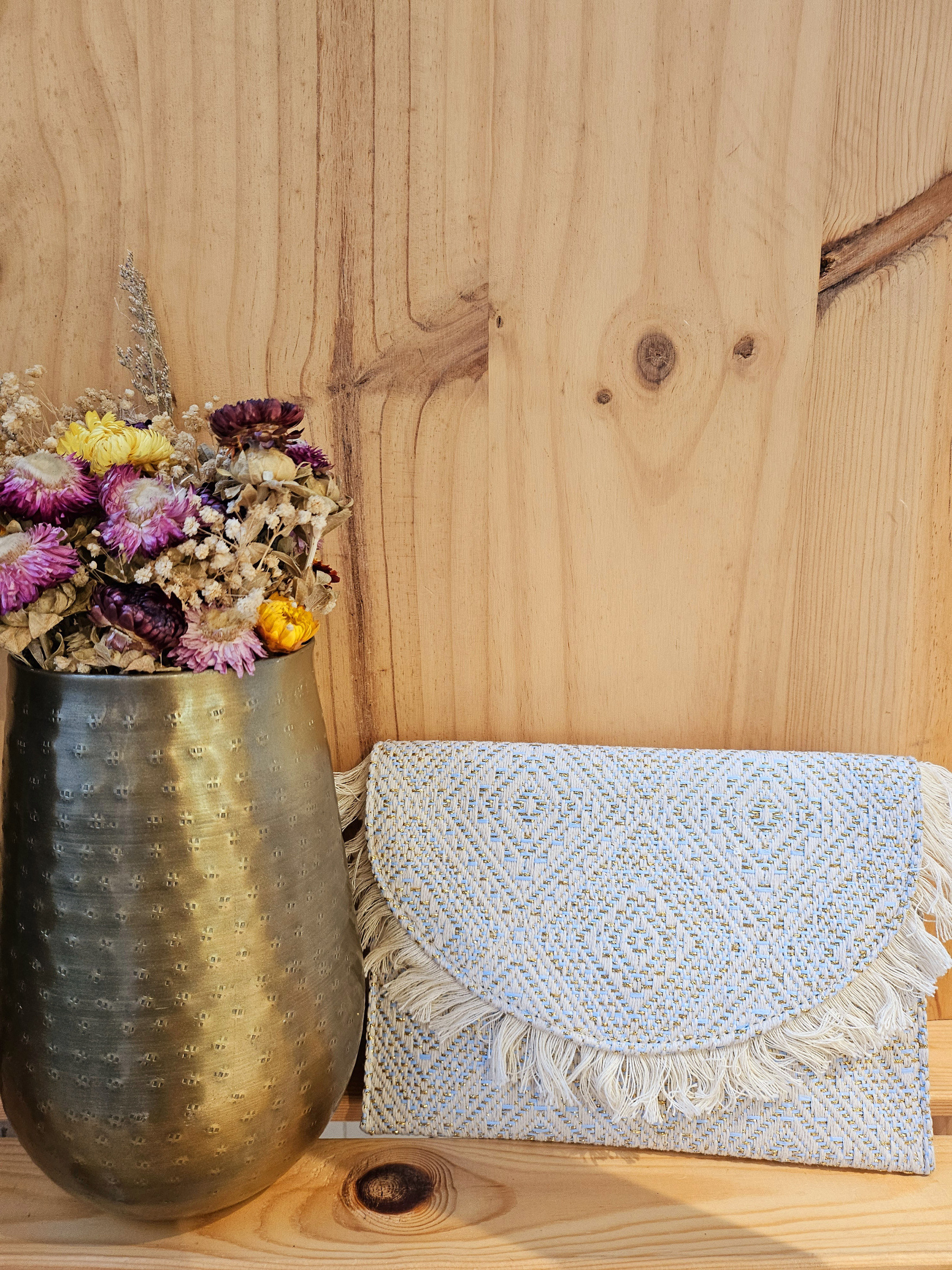 Wholesaler Mogano Jm Factory - Metallic cotton clutch with shoulder strap