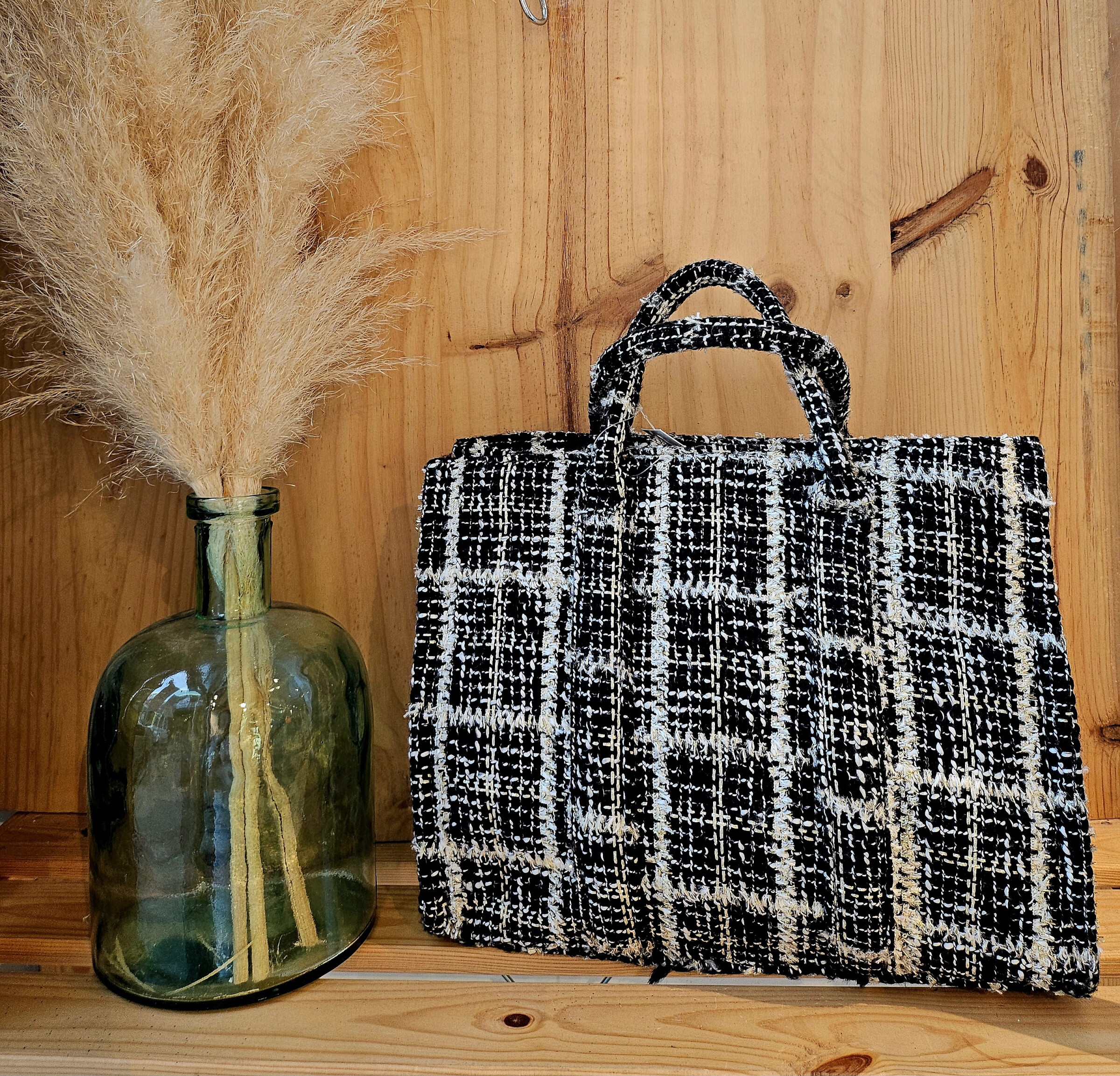 Grossista Mogano - Scacco a tracolla in tweed lucido
