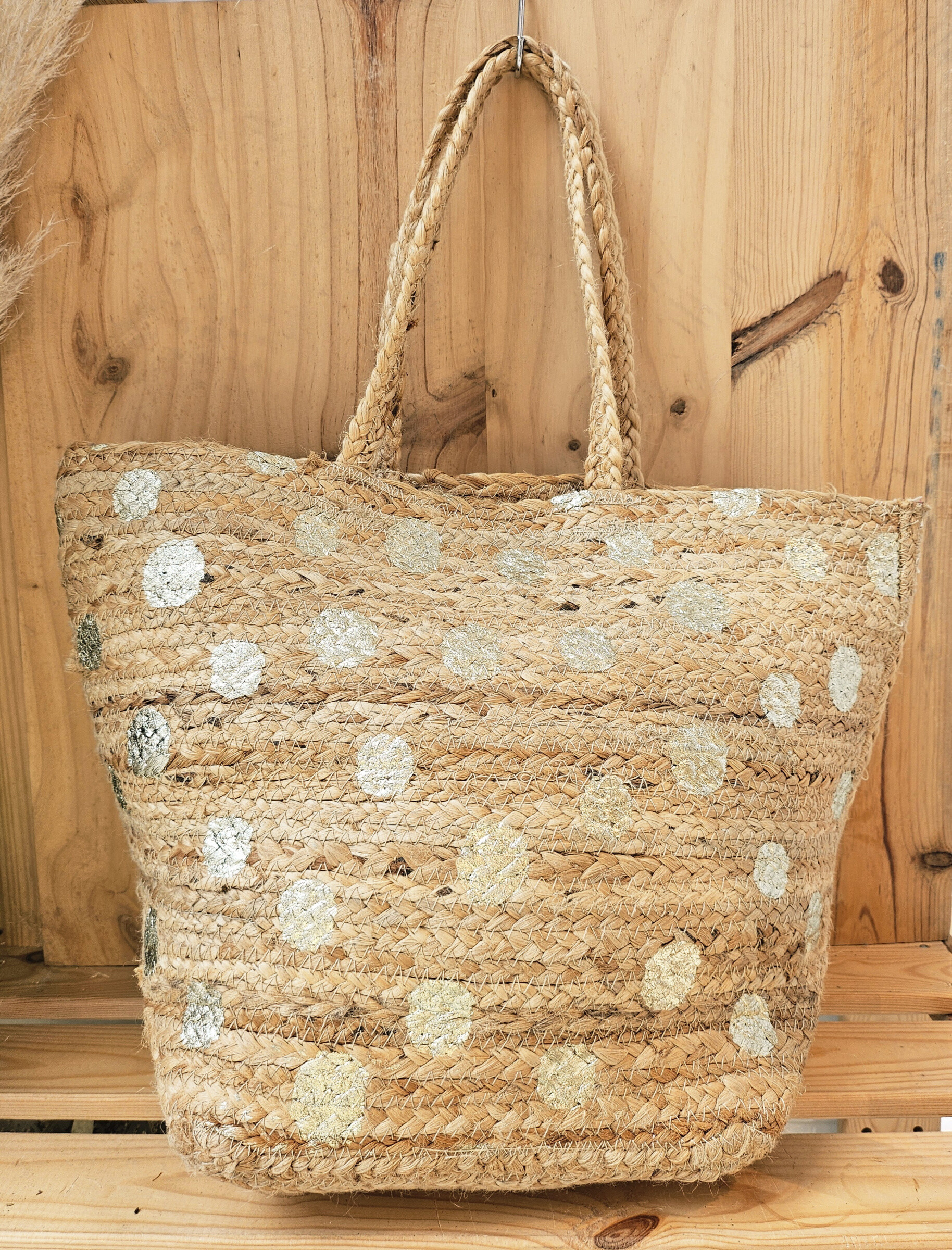 Wholesaler Mogano - Jute bag with golden pattern
