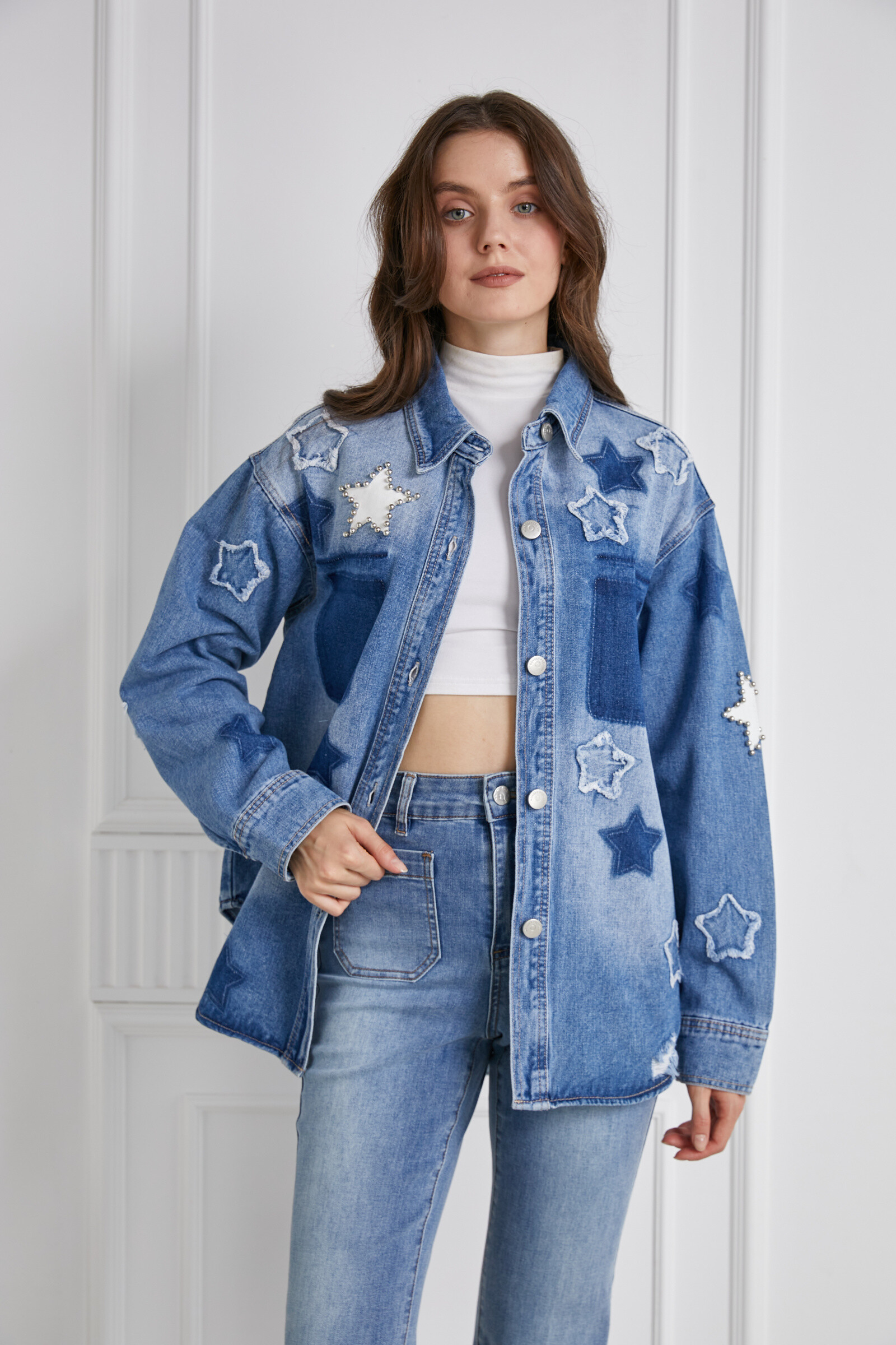 Wholesaler Monday Premium - Star denim superchemise jacket