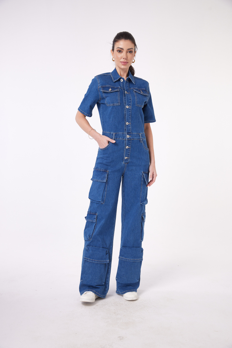 Grossiste Monday Premium - Combinaison Large En Jean  Style Cargo