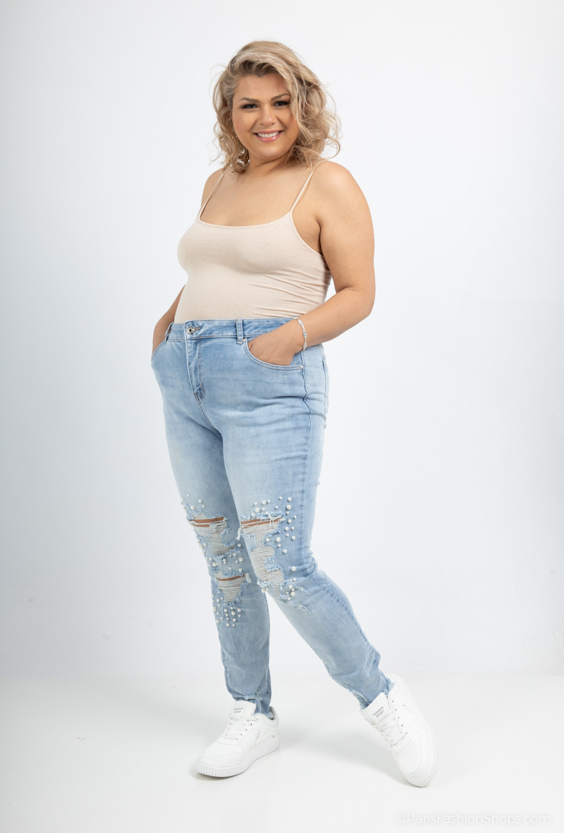 Wholesaler Monday Premium - Ripped jeans with pearls