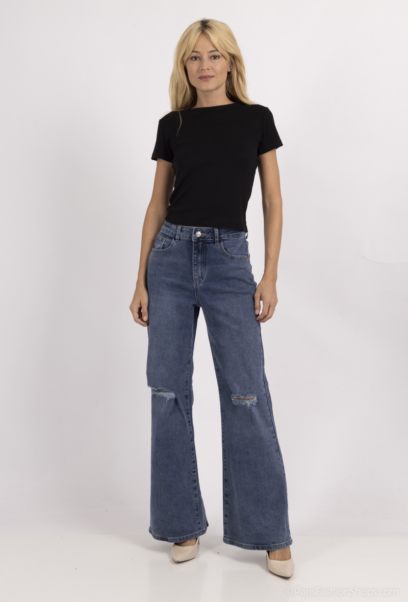 Wholesaler Monday Premium - Ripped wide straight jeans