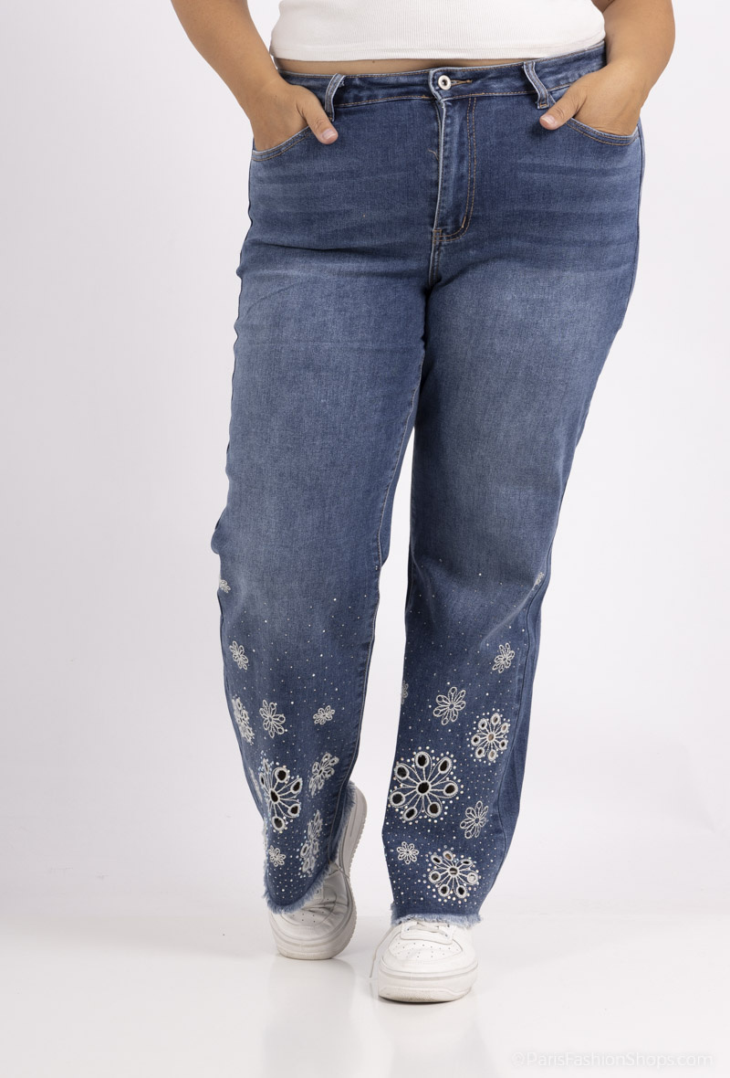 Wholesaler Monday Premium - Wide straight jeans with embroidery
