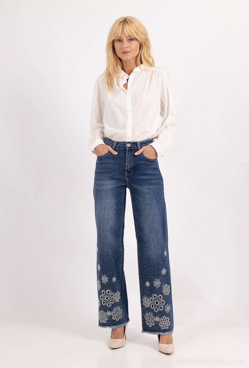 Wholesaler Monday Premium - Wide straight jeans with embroidery