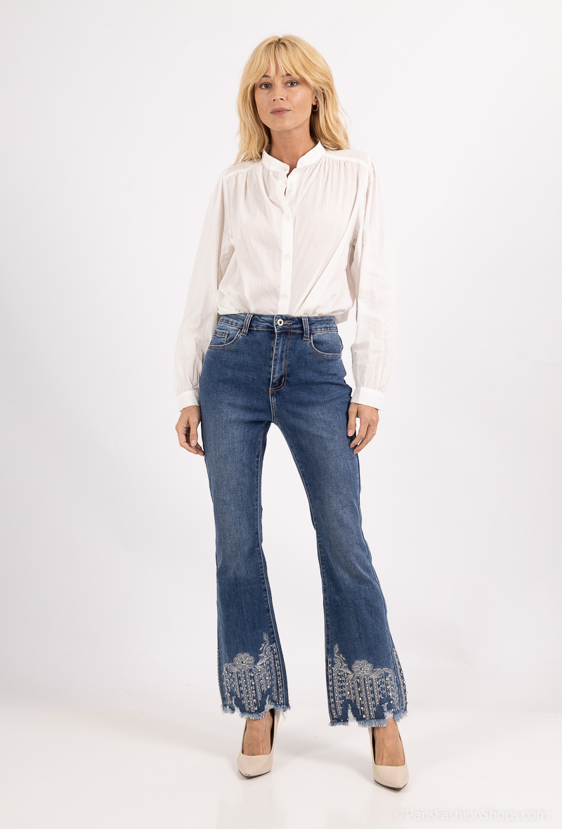 Wholesaler Monday Premium - Flared jeans with embroidery