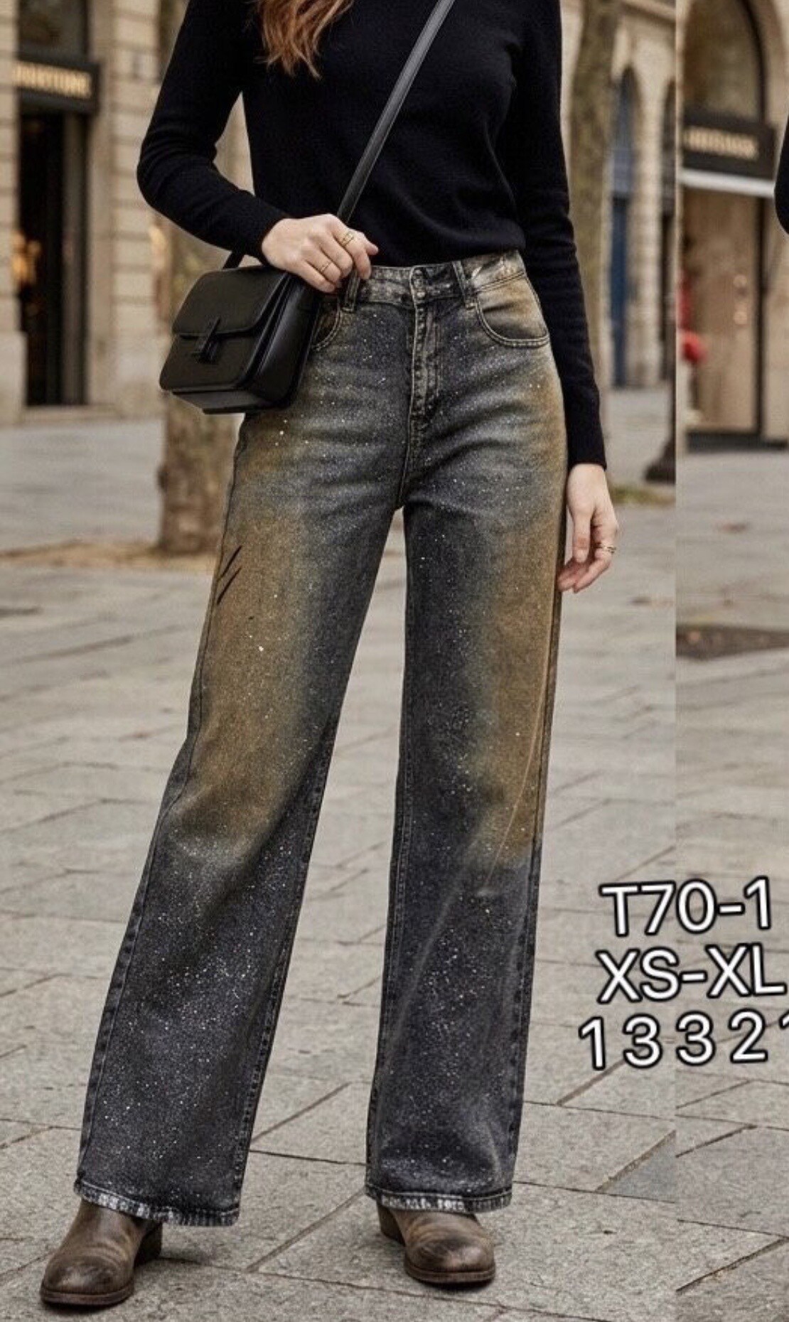 Wholesaler Monday Premium - Straight-leg jeans with a vintage wash and sequins